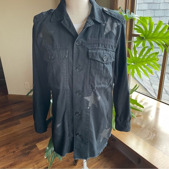 Pistola Camilo Star Print Military Shirt Jacket in Black - Picture 3 of 16